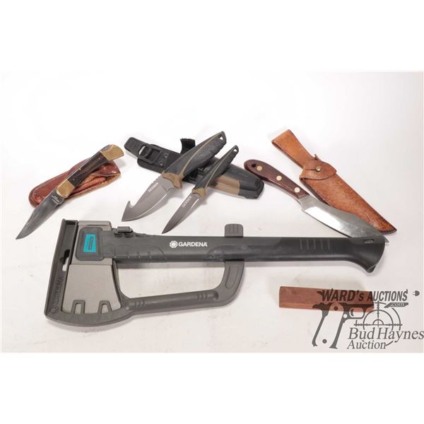 Gardena hatchet, Gerber 2 knife set, Grohmann RD Gardena hatchet, Gerber 2 knife set, Grohmann RD 19