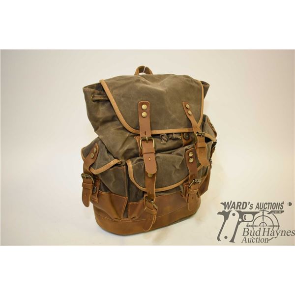 Canvas backpack w/ camping pans, solar light and Canvas backpack w/ camping pans, solar light and dr