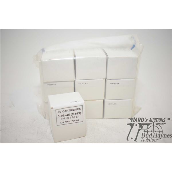 Ten full 20 count boxes of 5.56x45 55 gr FMJ BT Ten full 20 count boxes of 5.56x45 55 gr FMJ BT