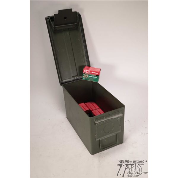 Metal ammo box w/ twelve full 20 count boxes of Metal ammo box w/ twelve full 20 count boxes of Barn