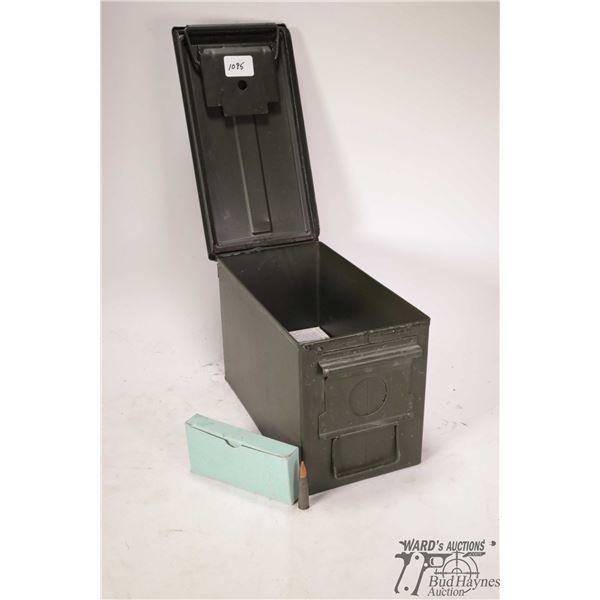 Metal ammo box w/ twelve full 20 count boxes of Metal ammo box w/ twelve full 20 count boxes of mili