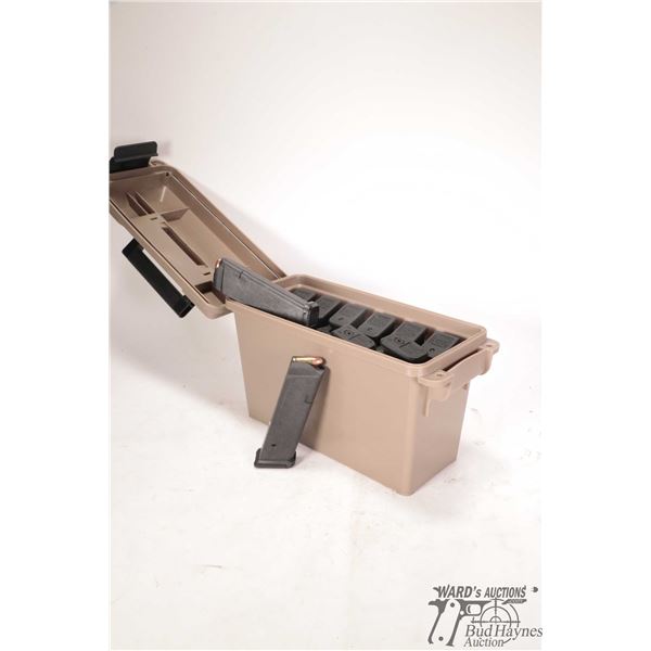 Plastic ammo box w/ 10 full, 10 round glock mags, Plastic ammo box w/ 10 full, 10 round glock mags, 