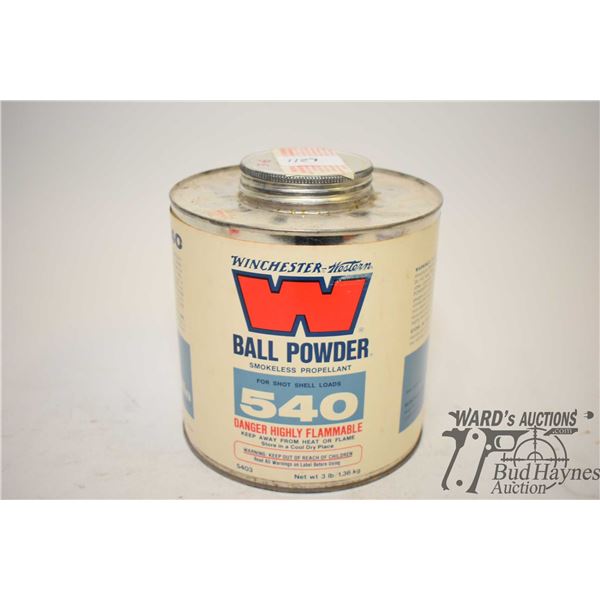 One full 3lb can of Winchester 540 ball powder One full 3lb can of Winchester 540 ball powder