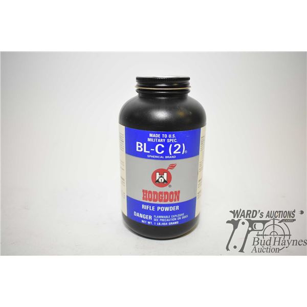 One full 1lb container of Hodgdon BL-C(2) rifle One full 1lb container of Hodgdon BL-C(2) rifle powd