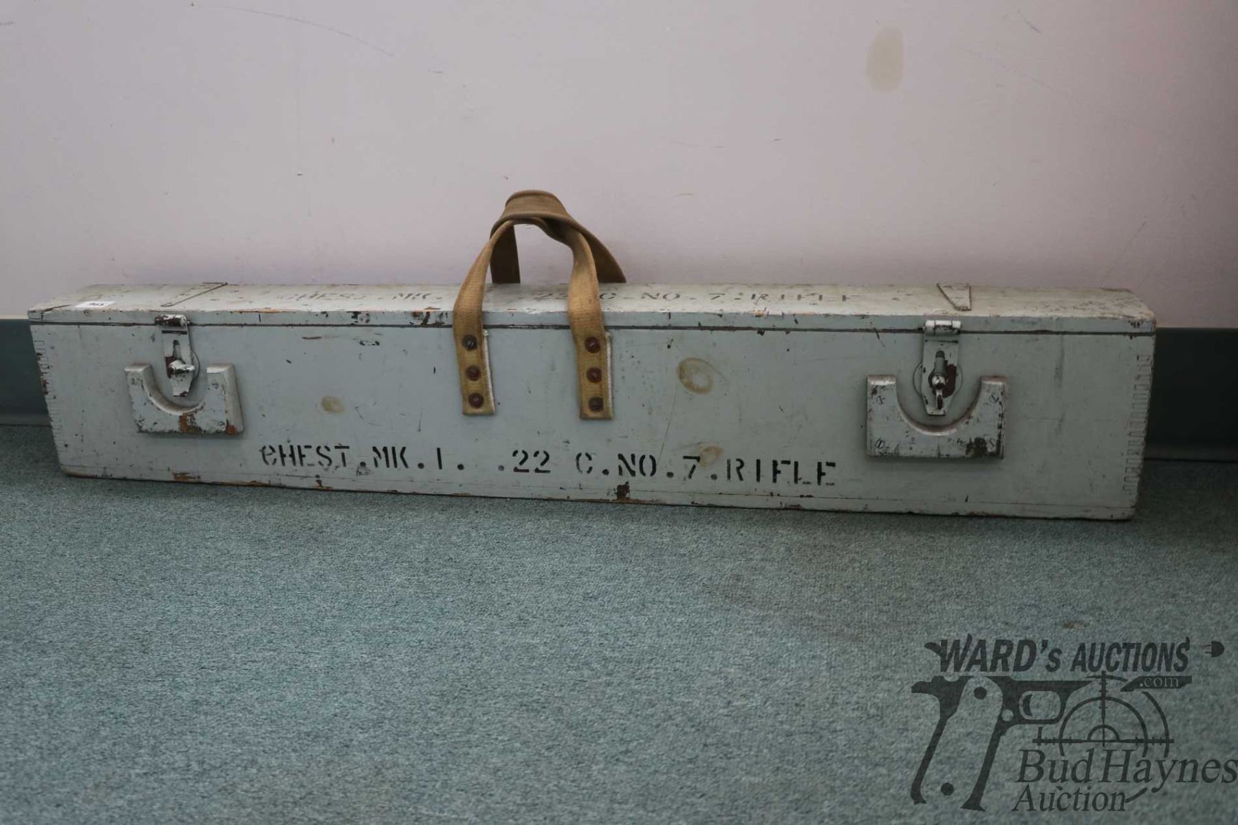 Wooden military rifle box marked