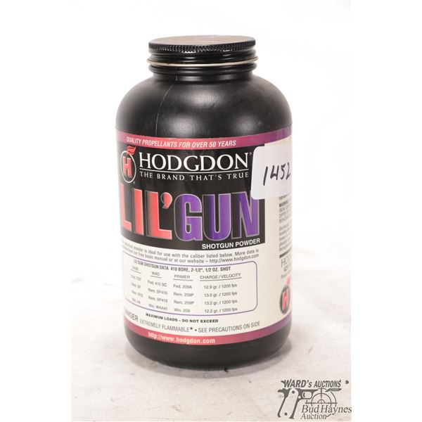 One full 1lb container of Hodgdon Lil 'Gun shot One full 1lb container of Hodgdon Lil 'Gun shot gun 