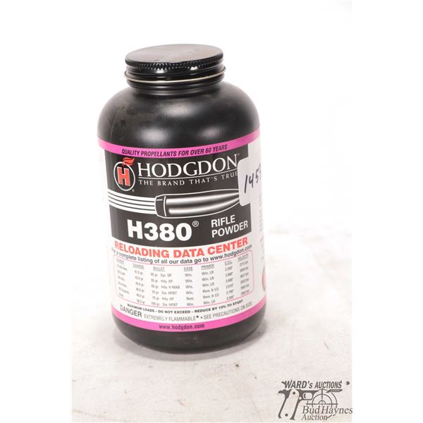 One full 1lb container of Hodgdon H380 rifle One full 1lb container of Hodgdon H380 rifle powder
