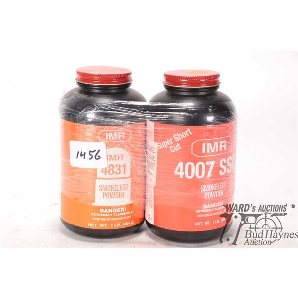One full 1lb container of IMR 4007SSC powder and a One full 1lb container of IMR 4007SSC powder and 