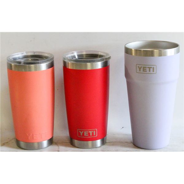 2 X YETI 20 OZ CUPS WITH LIDS