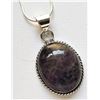 Image 1 : 17)  NATURAL OVAL AMETHYST PENDANT ON 16"