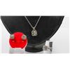 Image 1 : SILVER  TONED NECKLACE AND 2 PCS RING SET SZ 7