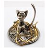 Image 1 : VINTAGE SILVER PLATE KITTY CAT RING HOLDER WITH