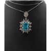 Image 1 : NEW, CUBIC ZIRCONIA BLUE GEMSTONE PENDANT/CHAIN