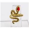 Image 1 : NEW, CUBIC ZIRCONIA RED GEMSTONE SNAKE RING