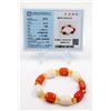 Image 1 : #06-NATURAL RED & WHITE JADE BEAD BRACELET 10X16MM
