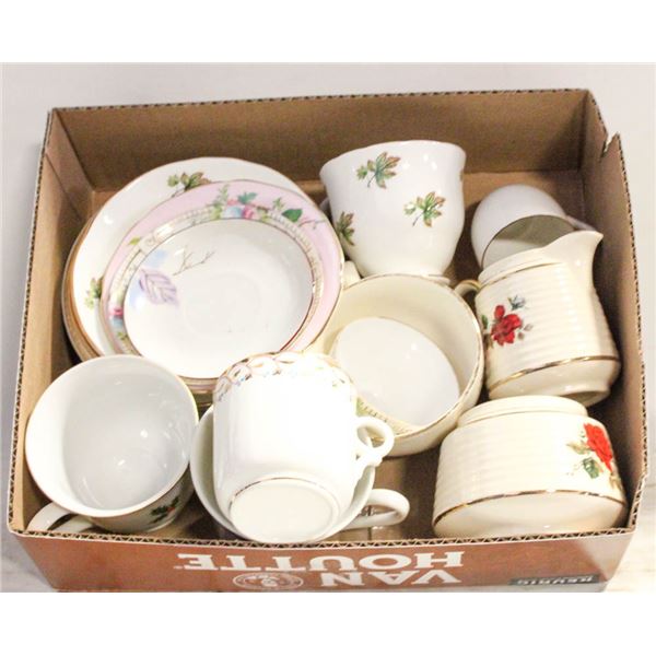 18 PIECES ASSORTED CUPS/SAUCERS - ESTATE