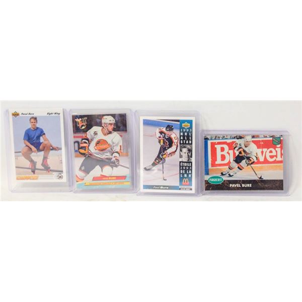 LOT OF 4 PAVEL BURE HOCKEY CARDS W/ ROOKIE IN PLAS