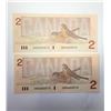 Image 1 : 11)  LOT OF 2 CANADIAN $2.00