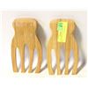 Image 1 : PAIR OF BAMBOO SALAD MIXING FORKS