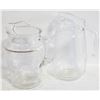 Image 1 : 2 LARGE CLEAR GLASS PITCHERS