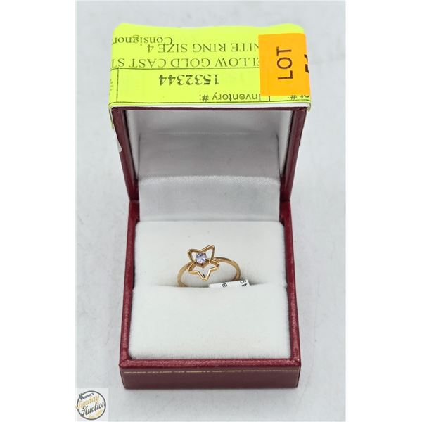 10KT YELLOW GOLD CAST STAR TANZANITE RING SIZE 4