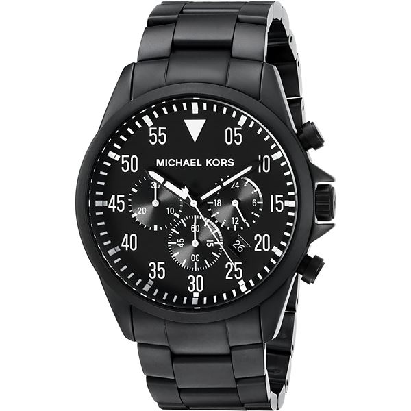 NEW MICHAEL KORS BLACK ION-PLATED CHRONO
