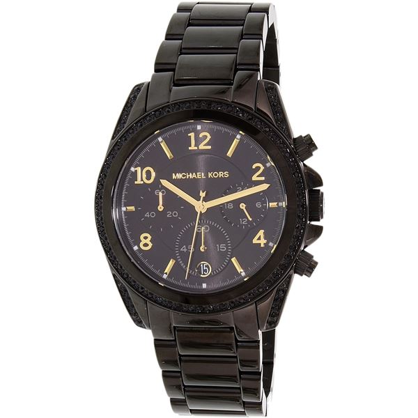 NEW MICHAEL KORS 39MM BLACK 3-CHRONO DIAL