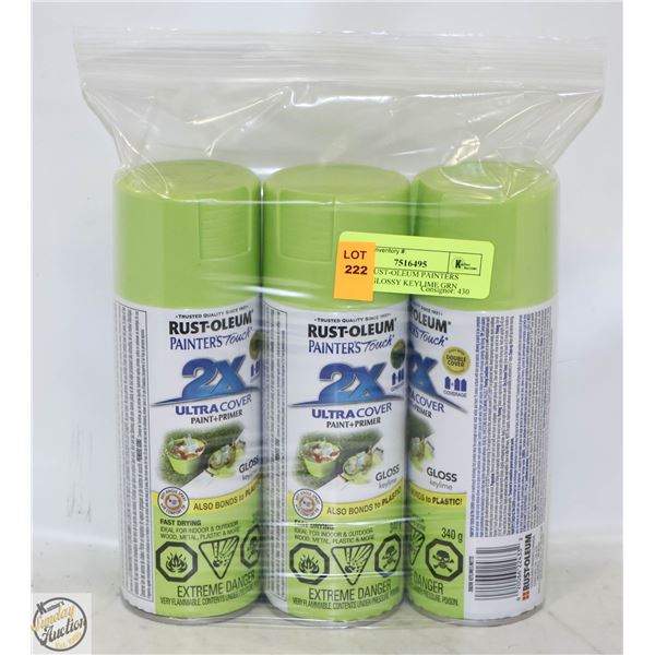 3 NEW RUST-OLEUM PAINTERS TOUCH GLOSSY KEYLIME GRN