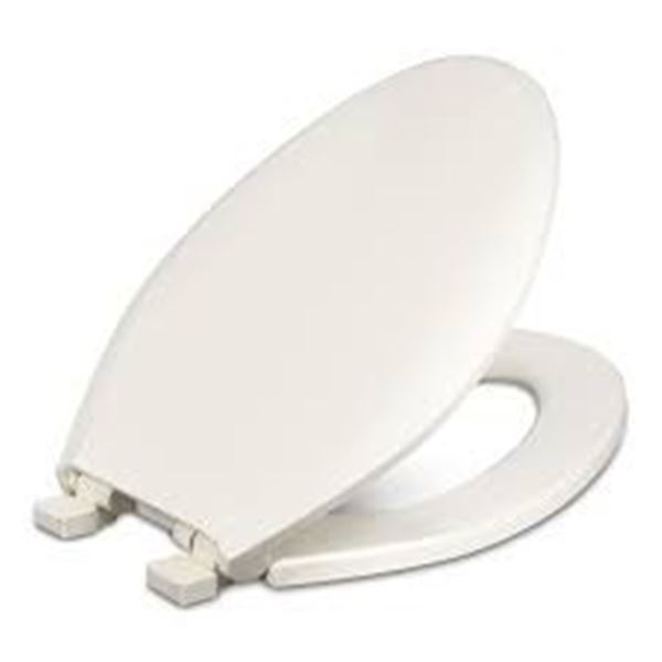 NEW ELONGATED PLASTIC TOILET SEAT W SAFETY CLOSE