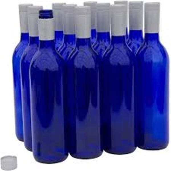 NEW NORTH MOUNTAIN 12PC 16 OZ COBALT GLASS BOTTLES