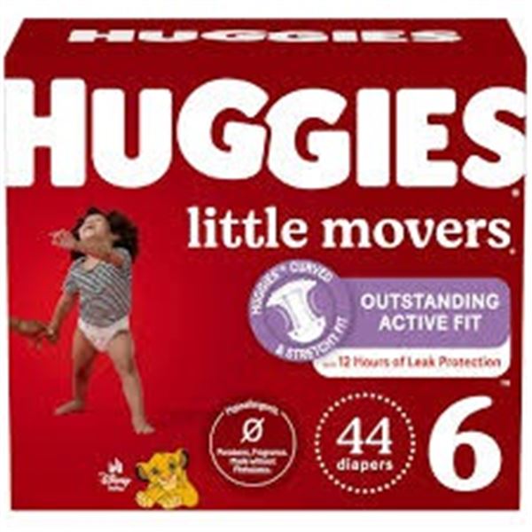 NEW 44 DIAPERS HUGGIES LITTLE MOVERS SIZE 6