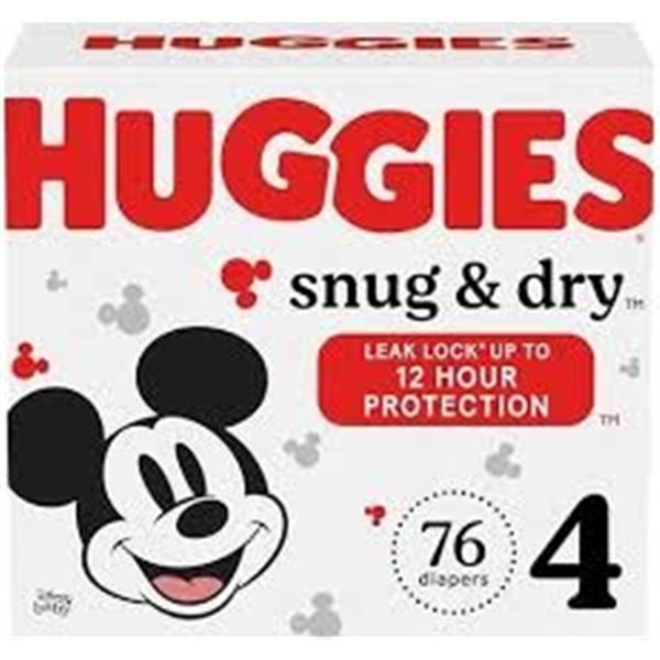 NEW 76 DIAPERS HUGGIES SNUG & DRY SIZE 4
