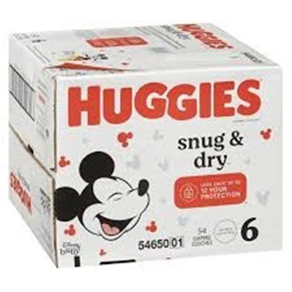 NEW 54 DIAPERS HUGGIES SNUG & DRY SIZE 6