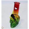 Image 1 : SMALL RASTA COLOR SKULL BONG WITH DOWNSTEM AND