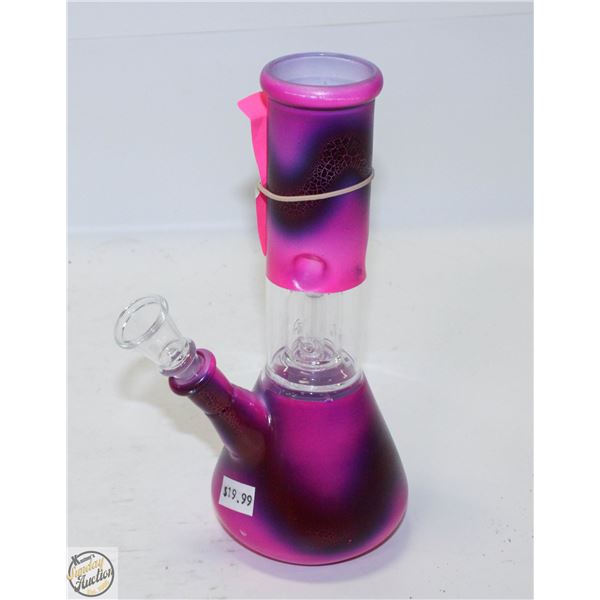 SMALL PINK TIE DYE BONG WITH DOWNSTEM AND BOWL