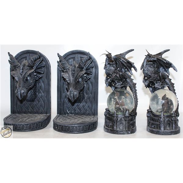 2 DRAGON BOOKENDS DESIGN TOSCANO + 2