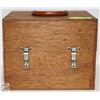 Image 2 : WOODEN CASE WITH ESTATE BONE CARVINGS/