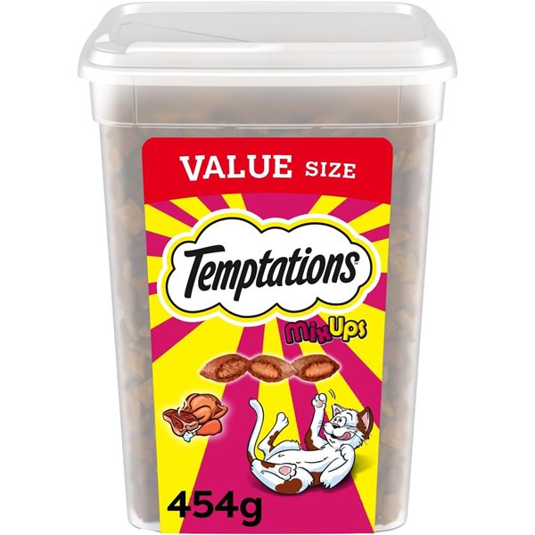 NEW CASE OF WHISKAS TEMPTATIONS MEATY MIX UPS CAT