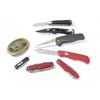 Image 1 : BOX WITH 7 KNIVES SWISS ARMY ETC AND BRASS BELT
