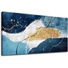 Image 1 : BRAND NEW 20 X 40" BLUE ABSTRACT OIL ON CANVAS