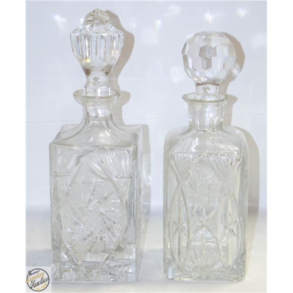 LOT OF 2 HARD CRYSTAL LIQOUR DECANTERS