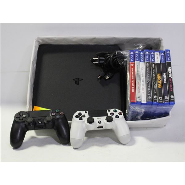 PS4 500GB + 8 GAMES, 2 CONTROLLERS, HDMI & CHARGER