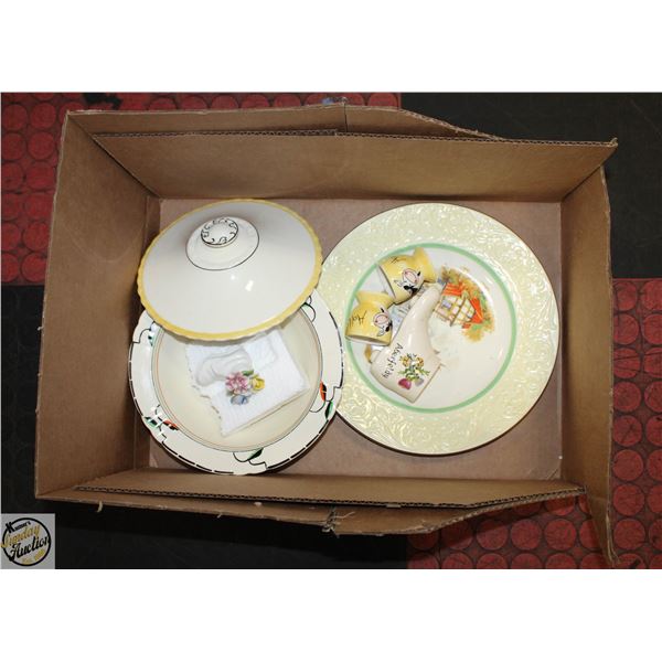 WOODS IVORY WARE CERAMIC PLATE+ROYAL DOULTON SHOE+