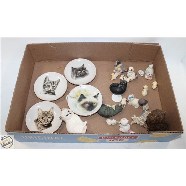 CERAMIC CAT COMPLETE SET COLLECTABLES+4 ROUND