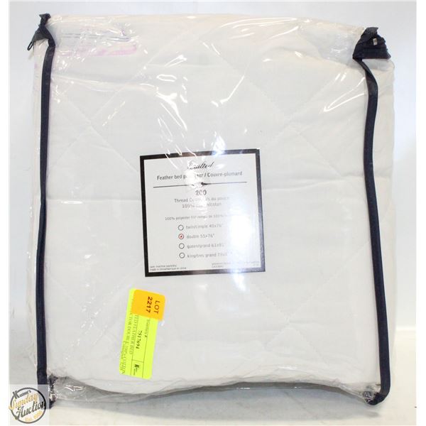 2 QUILTED FEATHER BED PROTECTOR DOUBLE 100% COTTON