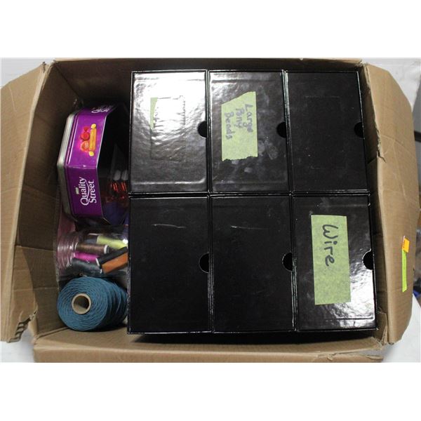 LARGE BOX OF CRAFT MATERIALS AND SUPPLIES