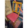 Image 1 : WOODEN CHAIR WITH RED LEATHER SEAT