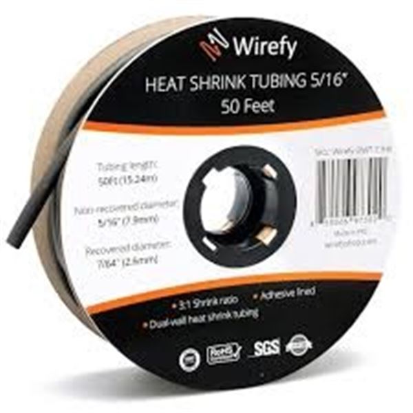 NEW WIREFY HEAT SHRINK TUBING 5/16  50FT