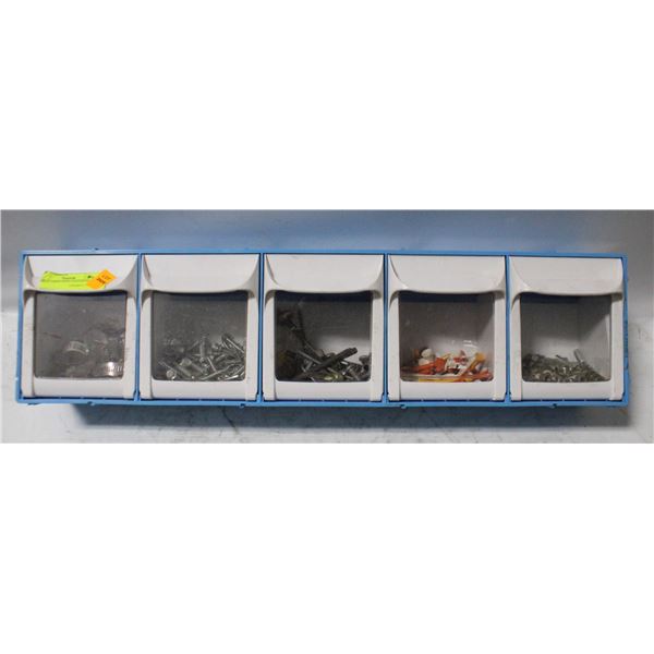 LARGE 5 BINS WITH CONTENTS