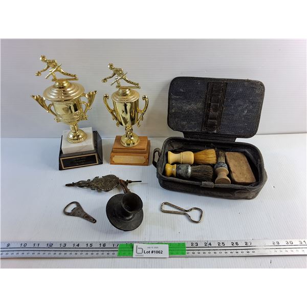 Thurs Nite & Sutherland Mens Club Cups, Vintage Shaving Kit, Bottle Openers and Misc